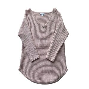 SOHO New York & Co Tunic Sweater Cable knit Pink Small V-neck Barbie workwear